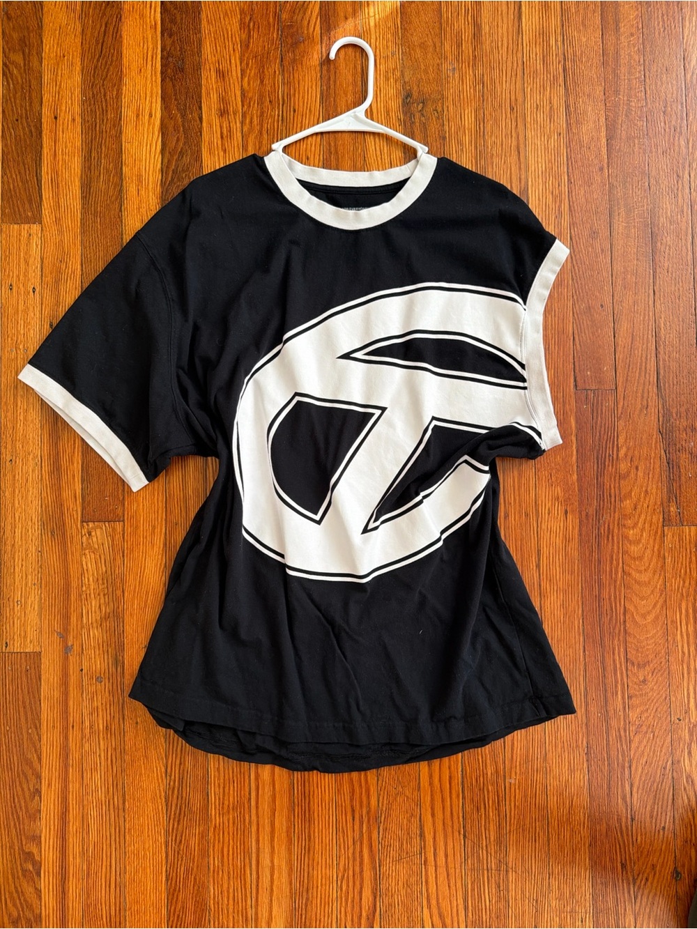 Telfar Black and White Logo Ringer Tee